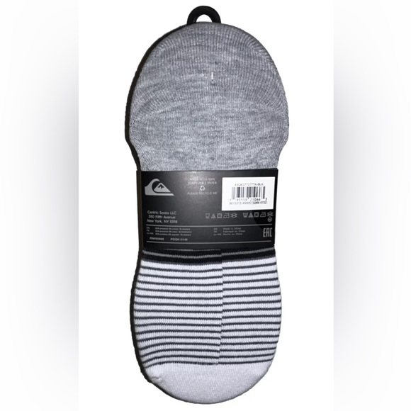 Quicksilver No Show Socks 5 Pair Men's 6-12 Black White Gray Mixed Surf Ride NEW - Picture 3 of 11